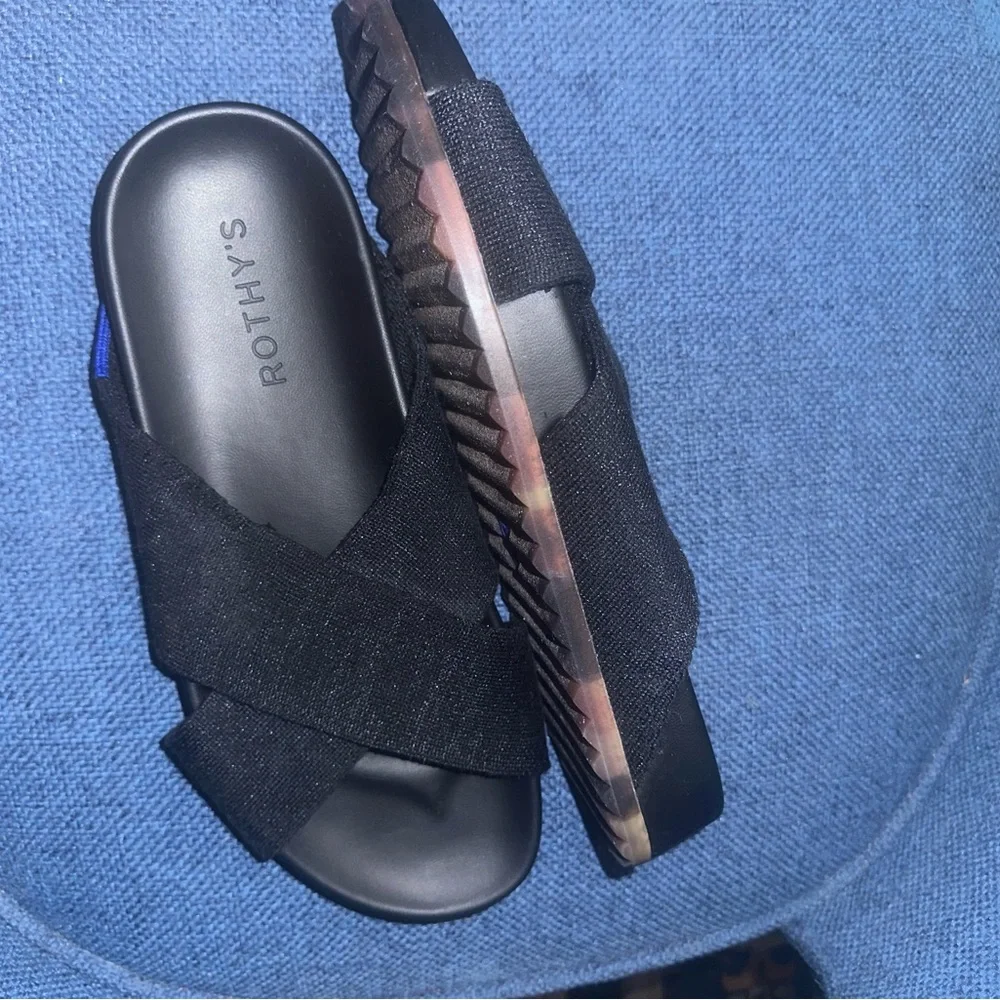 Rothy’s Weekend Black Slides Sandals 7 - Picture 7 of 7